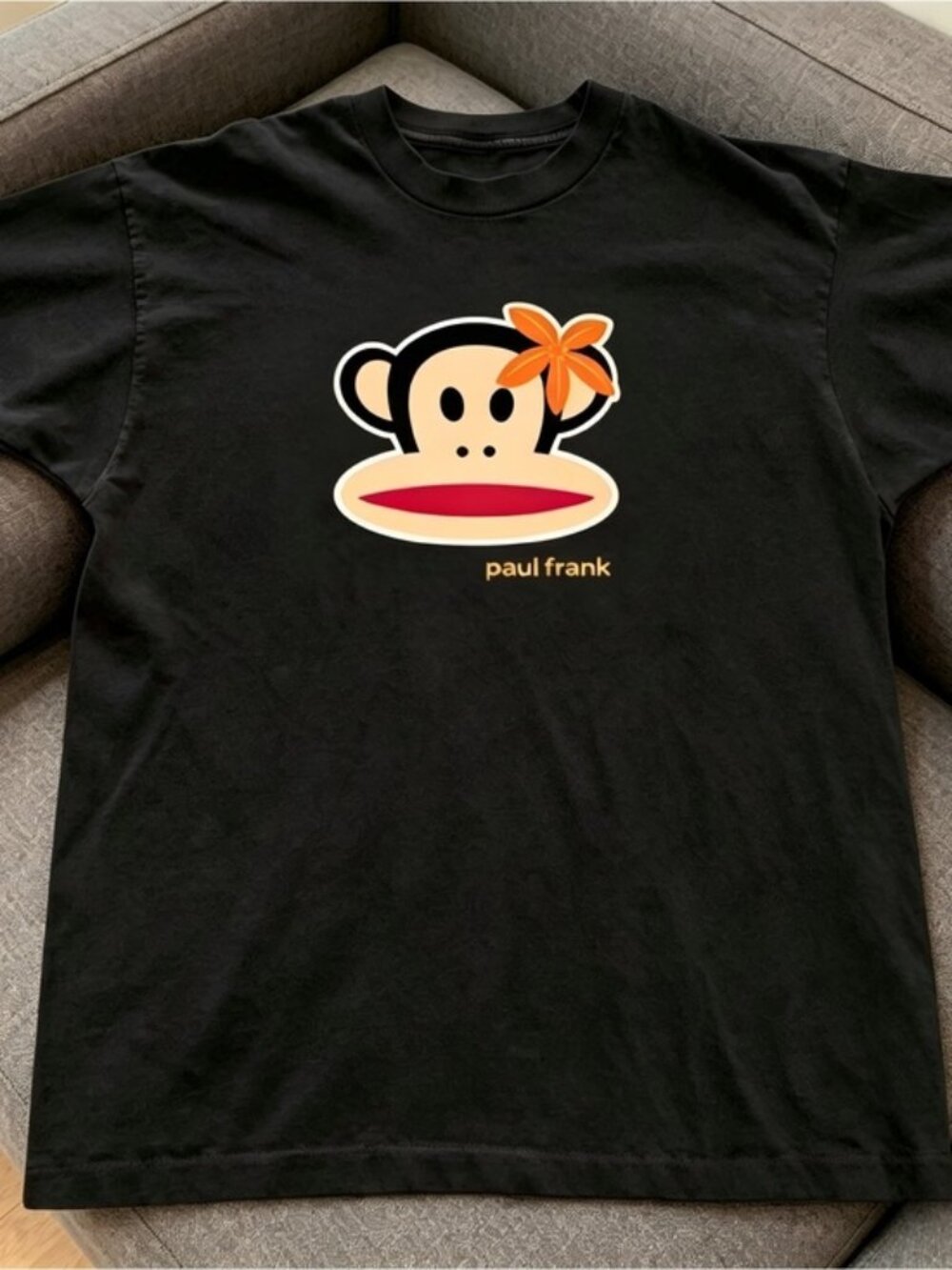 Paul Frank with flower black Women Men T-shirt unisex